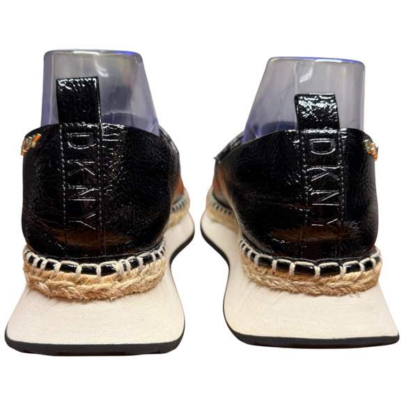 DKNY Orza Women's 9 Black Patent Platform Espadrille Sandals Slip-On Open Toe - Picture 4 of 13